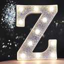 Pooqla Light Up Letters, LED Marquee Letters for Silver Birthday Decorations, Battery Powered Night Light Teenager Girl Room Decor, Gift for Girls Boys Wedding Bedroom Christmas Party Decor, Letter Z