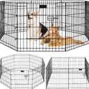 Premium Dog playpen - Foldable Metal Pet Playpen with 8 24x24In Panels, Dog Exercise Pen with Door, Dog Play Pen Indoor/Outdoor, Puppy Playpen LWH - 61x61x24 Inches, X pens for Dogs, Black