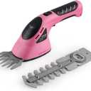 Lichamp 2-in-1 Electric Hand Held Grass Shear Pink Hedge Trimmer Shrubbery Clipper Cordless Battery Powered Rechargeable for Garden and Lawn, CGS3602PK Pink
