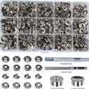 70 Sets 15mm 5/8" Heavy Duty Snap Fasteners Kit, Metal Snaps for Leather Crafts Sewing Repair Clothing Button Kit with Snap Installation Tool (Nickel)