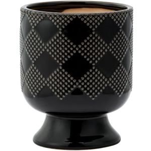 Napco Imports Indoor Outdoor Plant Succulent Herb Flower Pot 7.5 Inch Ceramic Checkered