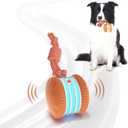 QGI Interactive Dog Toys, Random Path Electric Automatic Moving and Rolling Dogs Toy with Rope for Small Medium Large Dogs, Motion-Activated Dog Stimulation Toy for Boredom Relief (Orange)