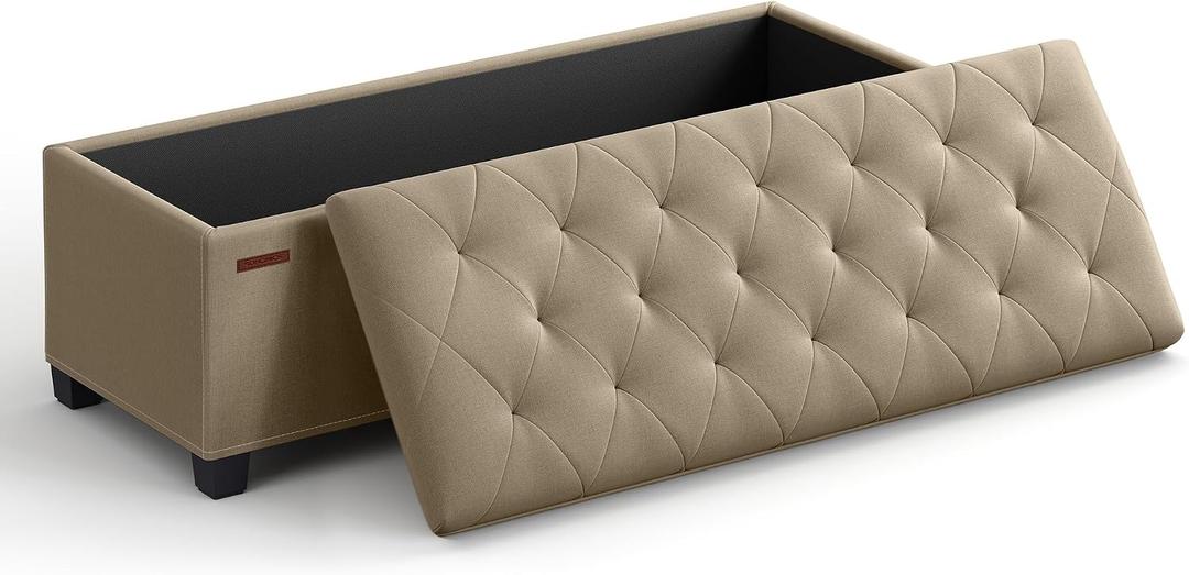 SONGMICS Storage Ottoman Bench, Foot Rest with Legs, Load up to 661.4 lb, 15.7"D x 43.3"W x 15.7"H