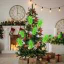 20 Pcs Christmas Tree Topper 14.9'' Lime Green Furry Tree Picks 7'' Red Berry Stems Christmas Ornament for Xmas Topper Wreath Vase Filler Home Decorations Supply Gift