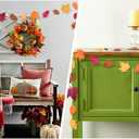 2Pcs Fall Decorations Harvest Wood Bead Garland, Yellow Orange Brown Felt Pumpkin Paper Maple Leaf Banner Rustic Fall Room Dcor for Fireplace Mantle Shelf Wall Thanksgiving Party Home Decor, 48"