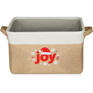 Lukeline Christmas Basket Storage Gift Basket Empty, 15.5 x 11.6 x 9.4 Storage Baskets for Organizing, Collapsible Christmas Storage Bin, Decorative Baskets for Home Decor, Nursery, Living room (JOY)