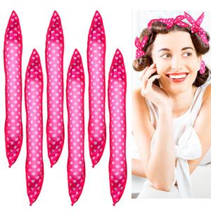 6 Pcs 17'' Soft Rollers for Long Hair Sleep, Large Heatless Curls Overnight, Soft Curler Sponge Roller to Sleep In, Flexible Heatless Curling Wand for Women Long Medium Hair Styling Tool(Pink)