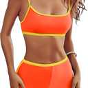 AngiMelo High Waisted Bikini Sets for Women Two Piece Tummy Control Swimsuits Modest Bathing Suit Shorts Swim Suits Teens (X-Large)