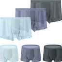 Mens Underwear Boxer Briefs 3-Pack Ice Silk Viscose Comfortable Soft Seamless Trunks Underwear, Size M