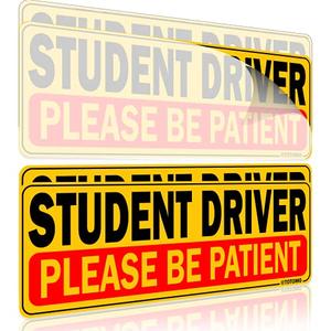TOTOMO Student Driver Sticker and Window Cling Sign for Car 10"x3.5" Adhesive Reflective Vehicle Safety for New Rookie Learner Drivers Removable Bumper Sticker Please Be Patient (3Pack)