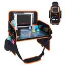 Kids Travel Tray, Car Seat Organizer Toddler with Dry Erase Board Car Lap Desk Table with iPad Holder, Storage Pocket, Kids Active Eating Tray for Road Trip, Airplane, Stroller, Black