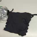 Charmo Strapless High Waisted Bikini Sets for Women Tummy Control Scallop Ribbed Bandeau Swimsuit Lace up Bathing Suits (Small, Black)