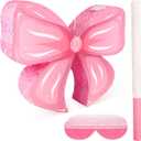 Hooqict Pink Bow Pinata with Blindfold and Bat Stick Pink Girls Pinata for Birthday Party Girls Kids Bow Birthday Party Supplies Decorations (Small Size 16"x13"x3")