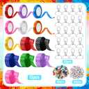 Zeyune 233 Pcs 20 Set DIY Bead Keychain Making Kits Bag Charm Beads Making Craft Ribbon Bow Key Chain Letter Alphabet Keychain Jewelry Accessories for Mothers Day Gifts Jewelry Make Party Favor (Multicolor)