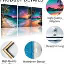 Weiyiart 3-Piece Tropical Beach Wall Art, Northern Lights Ocean Sunset Canvas Prints, Palm Tree Coastal Seascape Decor for Living Room Bedroom Bathroom Office, 12"x16" Set of 3