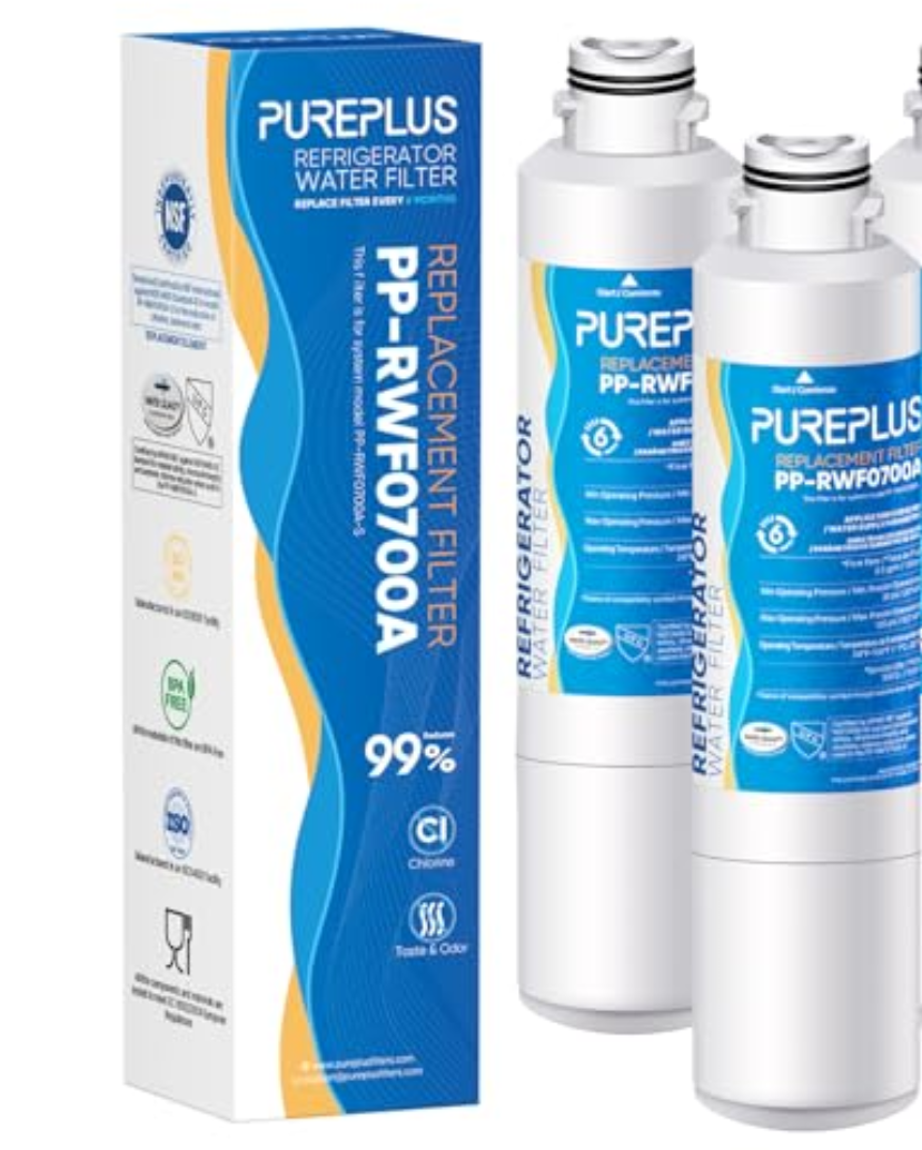 PUREPLUS DA29-00020B Refrigerator Water Filter Replacement for Samsung RF28HMEDBSR, RF263BEAESR, HDX FMS-2, HAF-CIN/EXP, RF4287HARS, RF28HFEDBSR, DA29-00020A, RF261BEAESR, DA97-08006A, 469101, 2PACK