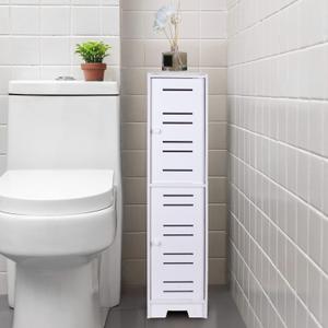 LuiceABC Toilet Paper Holder Stand, Over The Toilet Storage Cabinet for Bathroom, Slim Corner Shelf for Small Space with Doors, 30.39 X 7.87 X 7.16 INCH