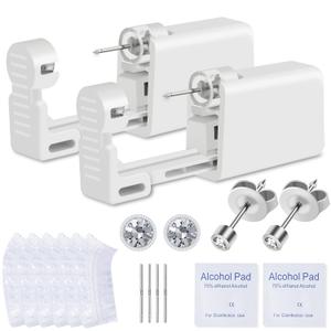 Ear Piercing Kit, Anzero 2 Pcs Disposable Ear Piercing Gun with Preloaded Ear Stud, at Home Self Ear Piercing Gun Kit - 3MM Earrings Stud (3mm)