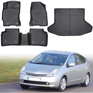 Floor Mats & Cargo Liner Compatible with Toyota Prius 2004-2009,All Weather Protection TPE, Anti-Slip Floor Mats & Trunk Mat Compatible with Prius 2004 2005 2006 2007 2008 2009 Accessories