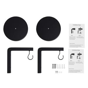 Domary 2 Pack Wall Mounted Plant With Light Shelf Forged Iron Hanging Flower Holder with Raised Edges Rust Proof Black for Indoor Outdoor Garden (2PCS)