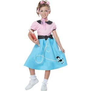 California Costumes Girls 50'S Sock Hop Dress Child Costume Pink/Blue, M