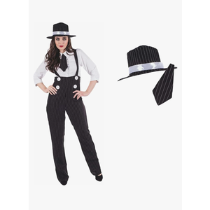 fun shack 20s Mobster Costume for Women, 1920s Gangster Outfit, Halloween Gangster Costume for Women, Vintage Style, Size XL