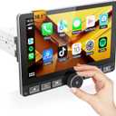 Haudio 10.1" Single Din Android Car Stereo with 360 Rotatable Touch Screen - Android 13, Wireless CarPlay & Android Auto, 2G+64G, Built-in GPS/Wi-Fi/Bluetooth, Includes Backup Camera
