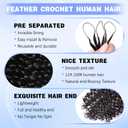 20 Inch Human Crochet Hair for Black Women 60g Pre-Separated Feather Crochet Human Hair Extensions 50 Strands Deep Curly Human Hair Miracle Knots HairBundles Natural Black