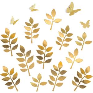 Paper Leaves Set Decor Flower Golden Decorations for Decals Family Tree Photo Wall Crafts Leaf Glitter Butterfly Baby Shower Backdrop Nursery 16pcs