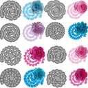 8Pcs 3D Flowers Spiral Metal Cutting Dies for Card Making DIY Scrapbooking Embossing Stencil Die Cuts Punch Template Mould Arts Crafts Metal Cutting Dies for Paper Crafting Handmade Crafts