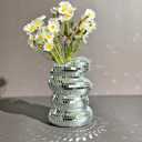 Disco Ball Spiral Vase Unique Glass Tiles Flower Bottle Disco Ball Planter Silver Mirror Vase for Home Living Room Kitchen Office Table Decor (Silver)