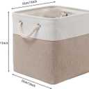 MidmmVick 13 x 13 Inch Cube Storage Bins, 4 Pack Large Collapsible Fabric Storage Bin with Ropes, Foldable Storage Cubes for Home, Office,Closet, Clothes, Toys Organizer (White & Beige)