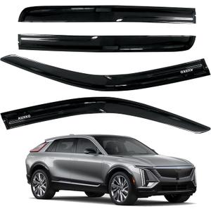 AUXKO Rain Guards for Cadillac Lyriq 2023-2025, Window Vent Visors Accessory - Tape-On Rain Guard Window Visor for Cadillac Lyriq, Easy Install Car Side Window Wind Deflectors & Visors Smoke Black