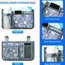 Wheelchair Bag, Walker Bag, Wheelchair Side Bag, Armrest Organizer Pouch with Cup Holder Attachment and Reflective Strip, Accessories for Most Wheelchairs, Walker, Rollators Purple-Malus