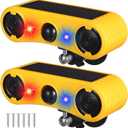 Qualirey Solar Outdoor Motion Sensor Alarm 2 x 129db Loud Noise Maker 13 Sound Detector Strobe Light, 4 Modes Animal Deterrent Dog Barking Alarm Mount on Ground or Fence for Garden Yard (2 Pack)