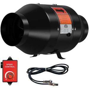 FICBXRA 4 Inch Inline Duct Fan with Speed Controller - EC Motor Ventilation Exhaust Fan for Heating Cooling Booster, Grow Tents, Hydroponics, NSK/SKF bearings, ETL Listed