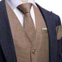 Barry.Wang Mens Suit Vest Linen Formal/Casual V-neck Waistcoat Tie Bow Tie Set Solid Color 6PC Wedding Party Tuxedo (Brown, S)