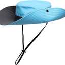 Womens Summer Sun Hat Beach Hat Wide Brim Outdoor UV Protection Hat Foldable Cool Mesh Ponytail Bucket Hat (6-7, Sky Blue-gray)