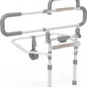 Heavy Duty Bed Rails for Elderly Adults Safety-Foldable Bed Rail for Senior with Adjustable Heights Fits All Bed Sizes Bed Handle Bedside Assist with Pocket -504M (White and Gray)