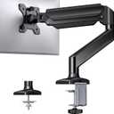HUANUO Single Monitor Arm 13-34 Inch, Adjustable Gas Spring Arm, Monitor Desk Mount for 4.4-22lbs, VESA 75/100mm with C-Clamp/Grommet Base, Ergonomic Stand for Work/Gaming (Black)
