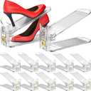 Shoe Slots Organizer,Adjustable Shoe Stackers,10 Pack Shoe Space Savers,Double Layer Shoe Riser Shoe Slot,Shoe Storage Holder for Closet,Transparent