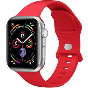 Sport Band Compatible with Apple Watch Bands 40mm 38mm 41mm 42mm 44mm 45mm 49mm for Women Men,Soft Silicone Waterproof Replacement Strap for Apple Watch Series 11 10 9 8 7 6 5 4 Ultra 3 2 1 SE (Red)