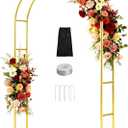 Patent Applying DEVISEFUN 7.2FTx4.3FT Balloon Arch Stand,Metal Pergola Arbors,Garden Arbors and Arches Trellis for Climbing Plants Outdoor,Gold Wedding Arch for Party Decoration Wide Arbor