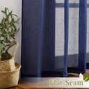 NICETOWN Linen Textured Sheer Curtains 96 inch Long for Living Room, Privacy Chic Sheer Curtains Window Treatment Translucent Drapes for Farmhouse/Cottage, W70 x L96, Dark Blue, 1 Pair