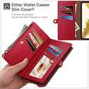 XcaseBar for iPhone 15 Pro Max 6.7" Wallet case with Zipper Credit Card Holder RFID Blocking,Flip Folio Book PU Leather Shockproof Protective Cover Women Men for Apple 15 ProMax Phone case Red (Solid)
