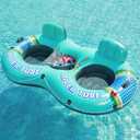 Jasonwell Heavy Duty 2 Person Inflatable River/Pool Tube Float with Removable Cooler, Tubes for Lake, Floating River Raft Lounge Floatie with 2 cup Holders For Adults, Cyan