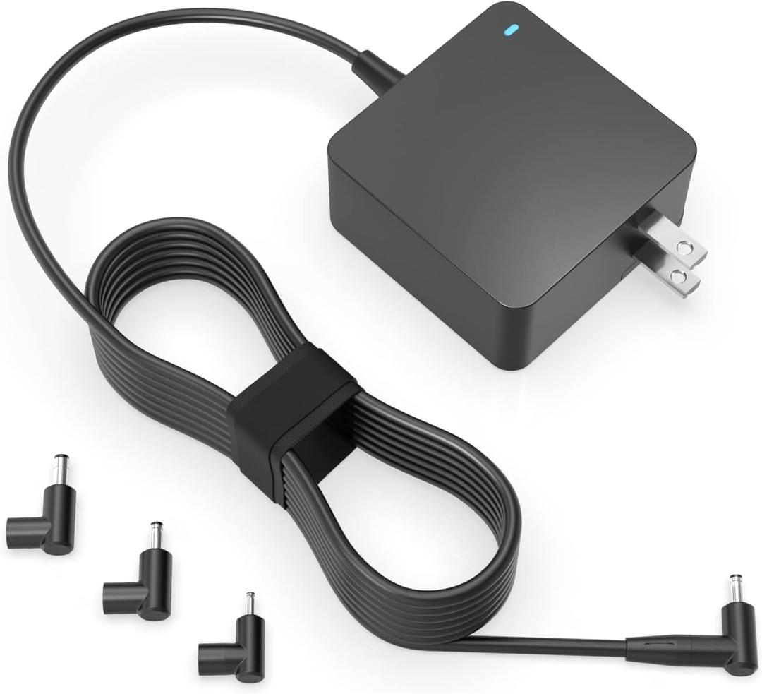 Superer Laptop Charger Fit for Asus Vivobook, Zenbook and More Series Power Cord, Power Lamp, Extended Cable, Round Connector, 65W, 45W, 33W