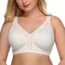 DotVol Women's Full Figure Minimizer Bras Comfort Large Busts Wirefree Non Padded Plus Size Bra (White)