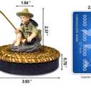 Floating Fish Tank Decorations, Resin Fisherman Aquarium Decor with Realistic Mini Fishing Rod, Fun Fish Feeder Aquarium Ornaments for Guppy Betta and Small Schooling Species Interactive Toy