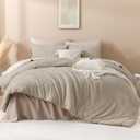 Andency Oatmeal Comforter California King Size, 3 Pieces Boho Bedding Set & Collections, Farmhouse Tufted Fluffy Bedding Comforter Sets for All Seasons (1 Comforter 104x96In, 2 Pillowcases)